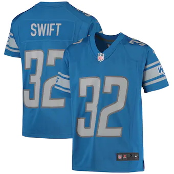 youth nike dandre swift blue detroit lions game jersey_pi44